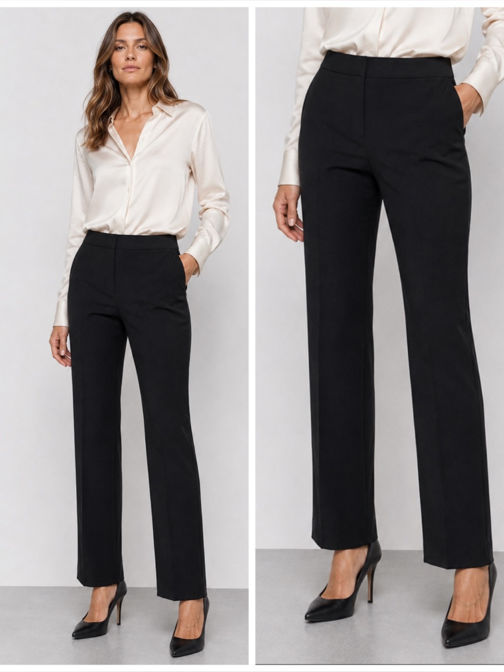 St. John Sicily Straight Trouser Pants in Black